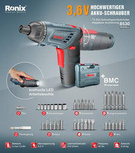 Load image into Gallery viewer, 8530 Cordless screw driver 3.6 Ronix volt مفك بطارية