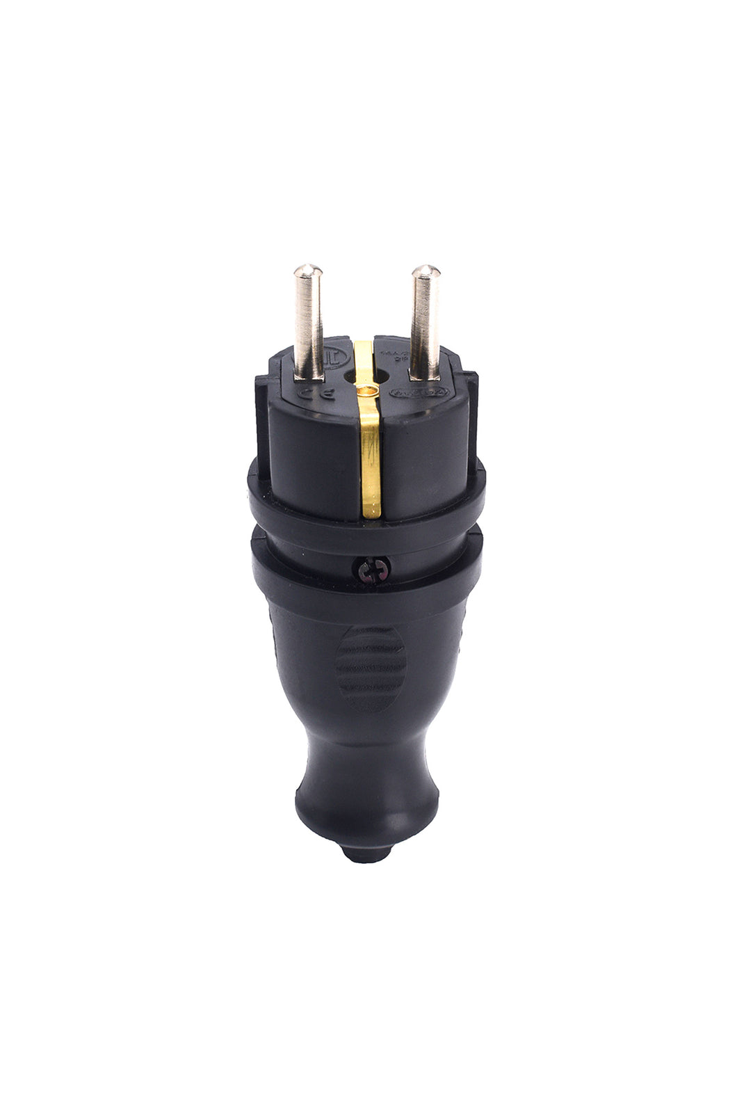 Schuko straight plug IP44 16A black heavy duty