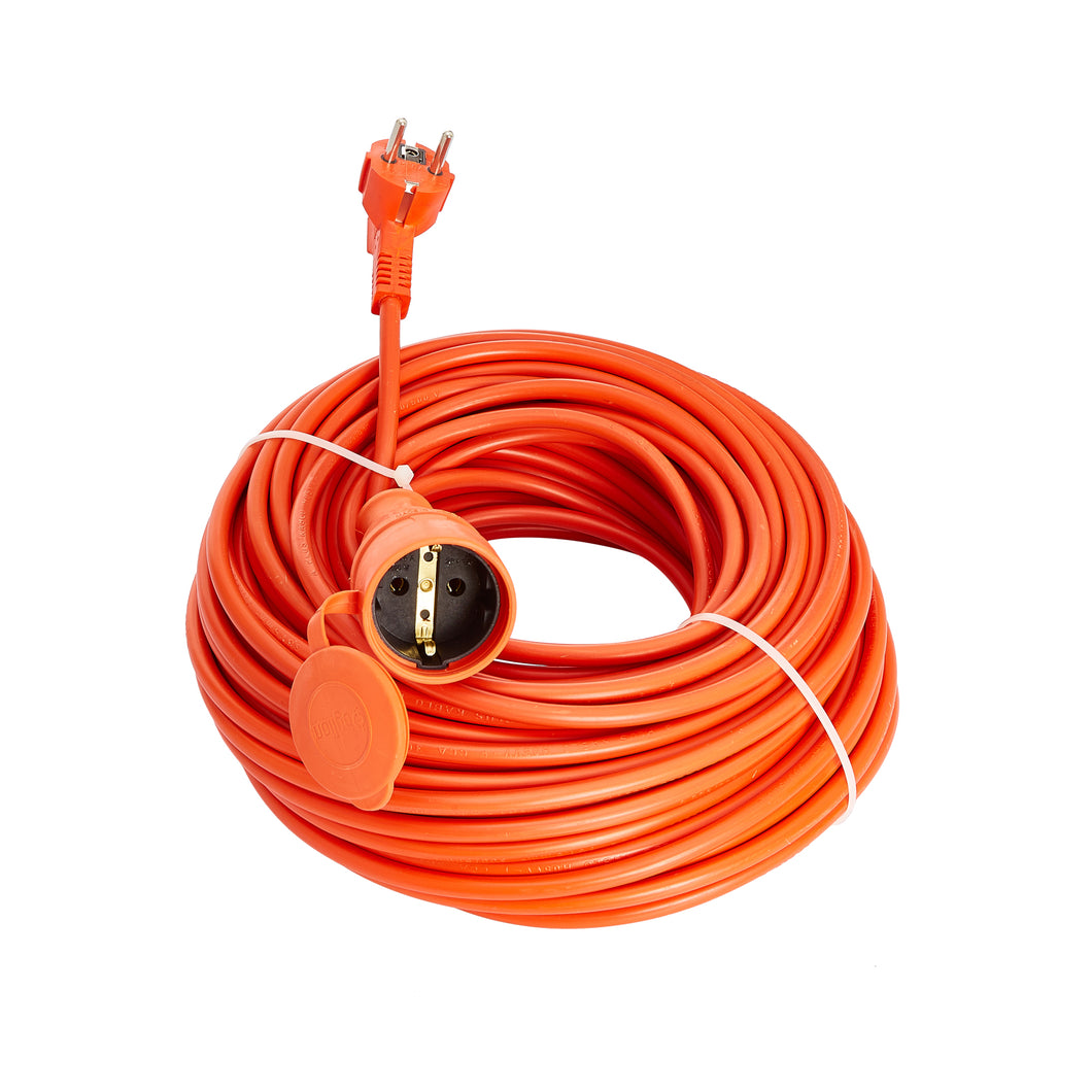 Schuko 5mtr extension cord with male and female plug coupling 3x1.5mm orange
